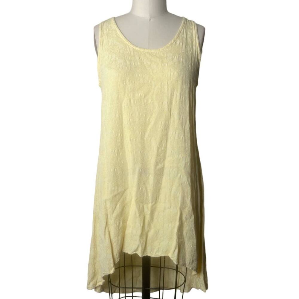 Bryn Walker Light Yellow Jacquard High Low Tunic Tank Small Lagenlook Boho